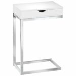 monarch specialties accent table with drawer end wood chrome metal glossy white kitchen dining large bedside lamps drum side legacy furniture ashley full bedroom sets small that 150x150