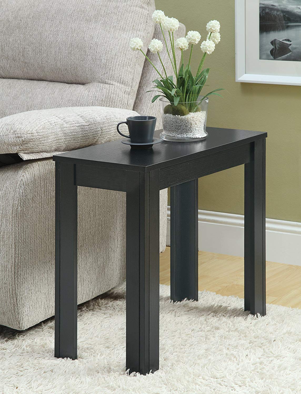 monarch specialties black oak accent side table kitchen finish end tables dining island legs unfinished floor lamp height high small lamps living room center decor round glass top