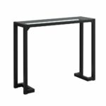 monarch specialties inch wide glass top metal hall console table accent black free shipping today small grey end standing wine rack lamps with usb grohe shower head patio depot 150x150