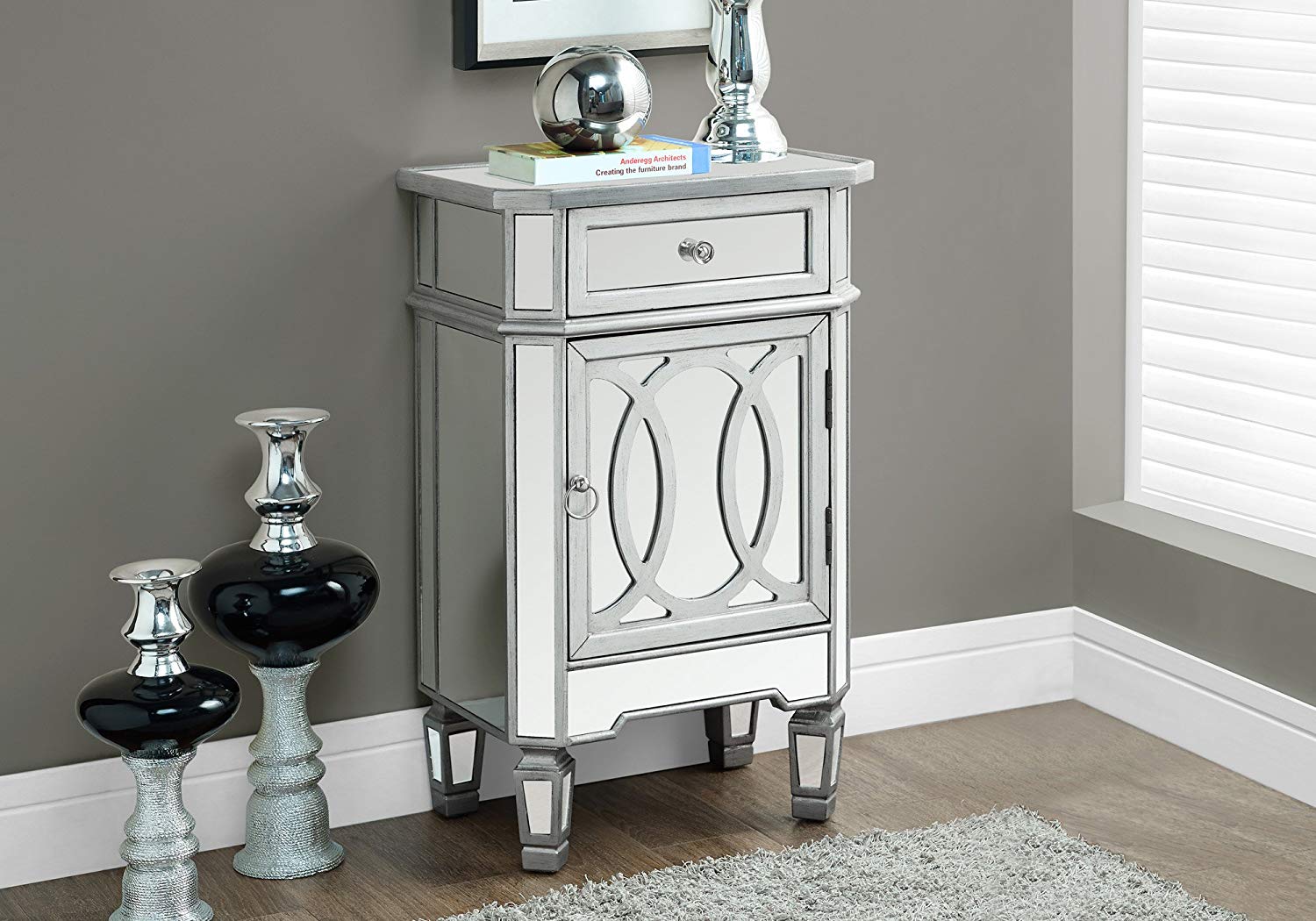 monarch specialties mirror accent table mirage mirrored silver kitchen dining oriental style lamps furniture edmonton inch legs chandelier nightstand lamp console bathroom clock
