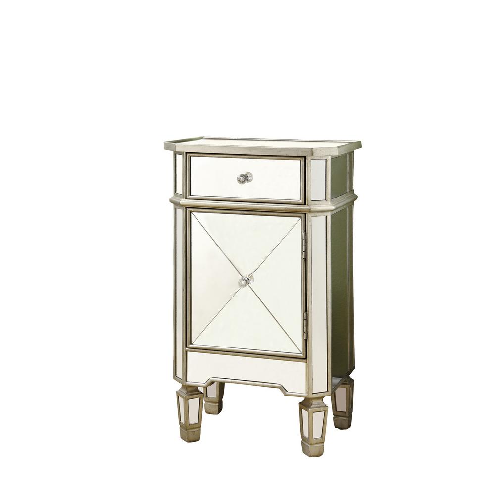 monarch specialties mirrored end table the tables accent with drawer marble living room nautical style chandeliers essentials rest pillow diy coffee metal folding side home ideas