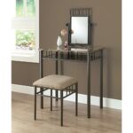 monarch specialties piece cappuccino and bronze vanity set makeup vanities top accent side table marble outdoor wicker chairs black drum foyer with storage small antique dining 150x150