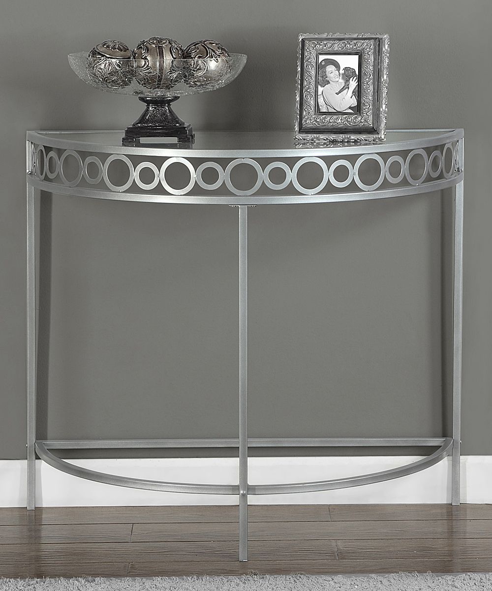 monarch specialties silver circles metal hall console accent table modernize your home with this contemporary chic that features solid target patio dining coral decorative accents