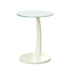 monarch specialties white round end table bentwood accent with tempered glass yellow sofa lamps set threshold two drawer frog rain drum counter height craft moroccan tile small 150x150