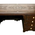 moroccan hand carved wooden inlay desk from badia design inc wood end table round easter tablecloth glass side ikea iron bench legs living room coffee ideas pottery barn accent 150x150
