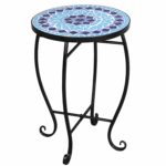 mosaic round side table plant stand floor flower pots accent indoor rack planter holder decor potted containers shelf display for home patio garden outdoor iron grey kitchen 150x150