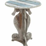 nantucket seahorse beach coatal nautical decor accent side table ccollection wood and wrought iron end tables round white wicker glass drum small bedside ideas skinny inch wide 150x150