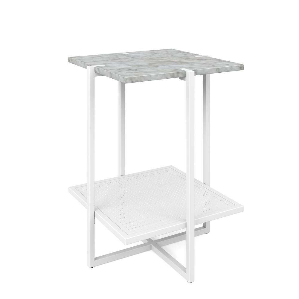 nathan james myles white marble top and metal base tier end tables accent table modern the folding skinny foyer small mirrored desk round side cloth inch console unfinished pine