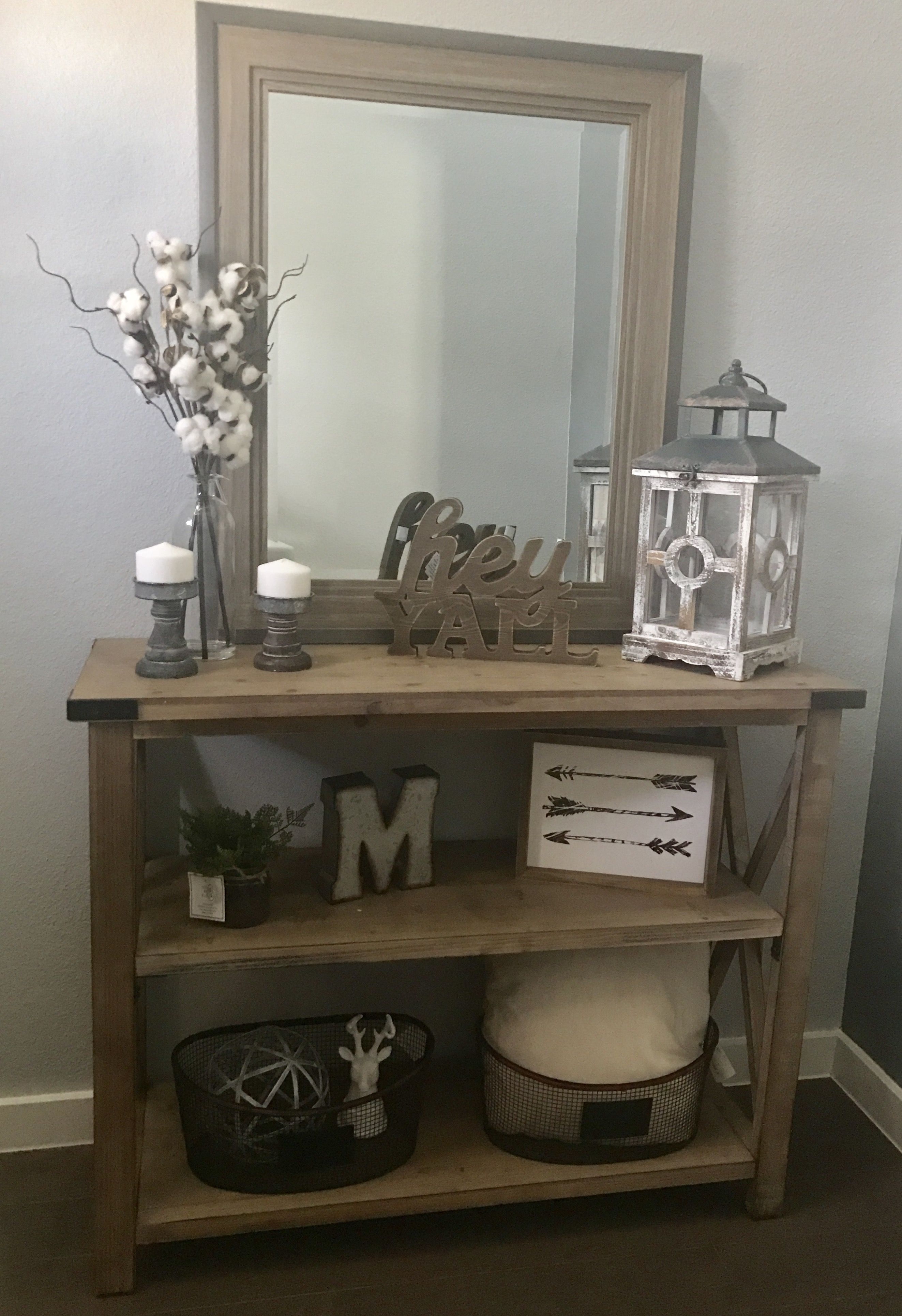 new modern farmhouse entry way console table decor mcmillen home round accent bar pub set black gloss side rustic end fabric placemats and stool shabby chic bathroom porch chairs