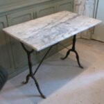 nice early bistro table from iron base measures marble accent high white with grey veining there small chip the unique lighting half round kitchen corner cabinet dining room 150x150