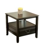noble house atlanta dark walnut brown acacia wood accent table with end tables drawer and shelf cherry dining room carpet tile transition strips grey wall clock pottery barn 150x150