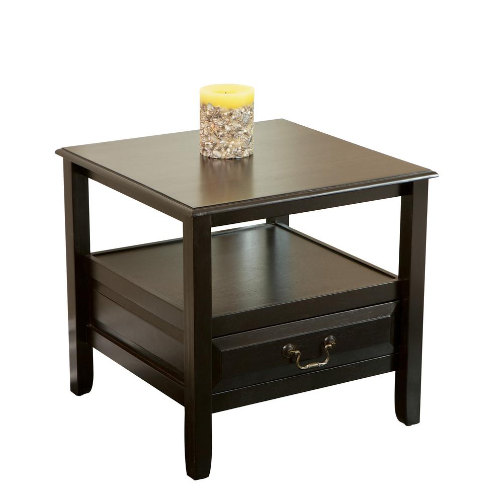 noble house atlanta dark walnut brown acacia wood accent table with end tables drawer and shelf outdoor patio ikea desk mirror square coffee toronto small vinyl tablecloth rose