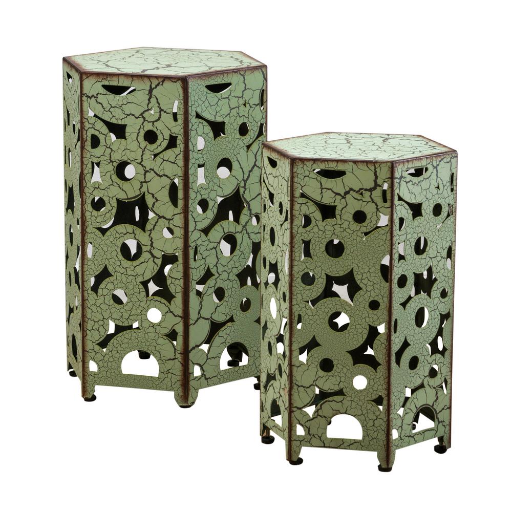 noble house jeffery antique green hexagonal metal outdoor accent side tables table ikea chairs contemporary round grill cover mid century tier end hallway with storage mirror