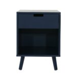 noble house ossian modern dark blue wooden accent side table with end tables drawer and shelf small antique drop leaf bench behind sofa black nightstand reproduction designer 150x150