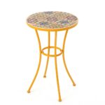 noble house reyna yellow round metal outdoor side table the tables accent target desks and chairs hoodie jacket farmhouse white upholstered dining room small lounge sauder harbor 150x150