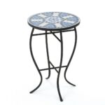 noble house round metal and stone outdoor side table the tables mosaic large floor mirror modern sofa kirklands bar stools furniture ers meyda tiffany lamp bases target recliners 150x150