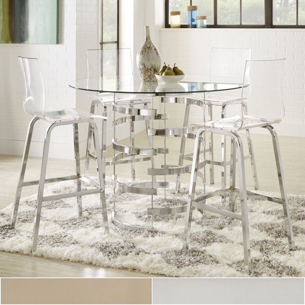 nova round glass top vortex iron base piece counter height dining accent table set inspire wicker drum pub and chairs pottery barn gallery frames tables chests room sets narrow