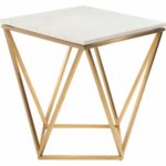 nuevo modern furniture jasmine side table white marble accent geometric gold brushed stainless base stand outdoor sets folding unfinished pine top emerald green sofa small bedside 150x150