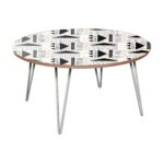 nye koncept stella mudcloth print walnut hairpin coffee table with nyk room essentials accent chrome base west elm wall shelf narrow console shelves small ideas pottery barn metal 150x150