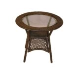 oakland living elite resin wicker round patio side table outdoor tables bunnings garden furniture brown coffee and end pier imports dining chairs gift card ideas small with 150x150