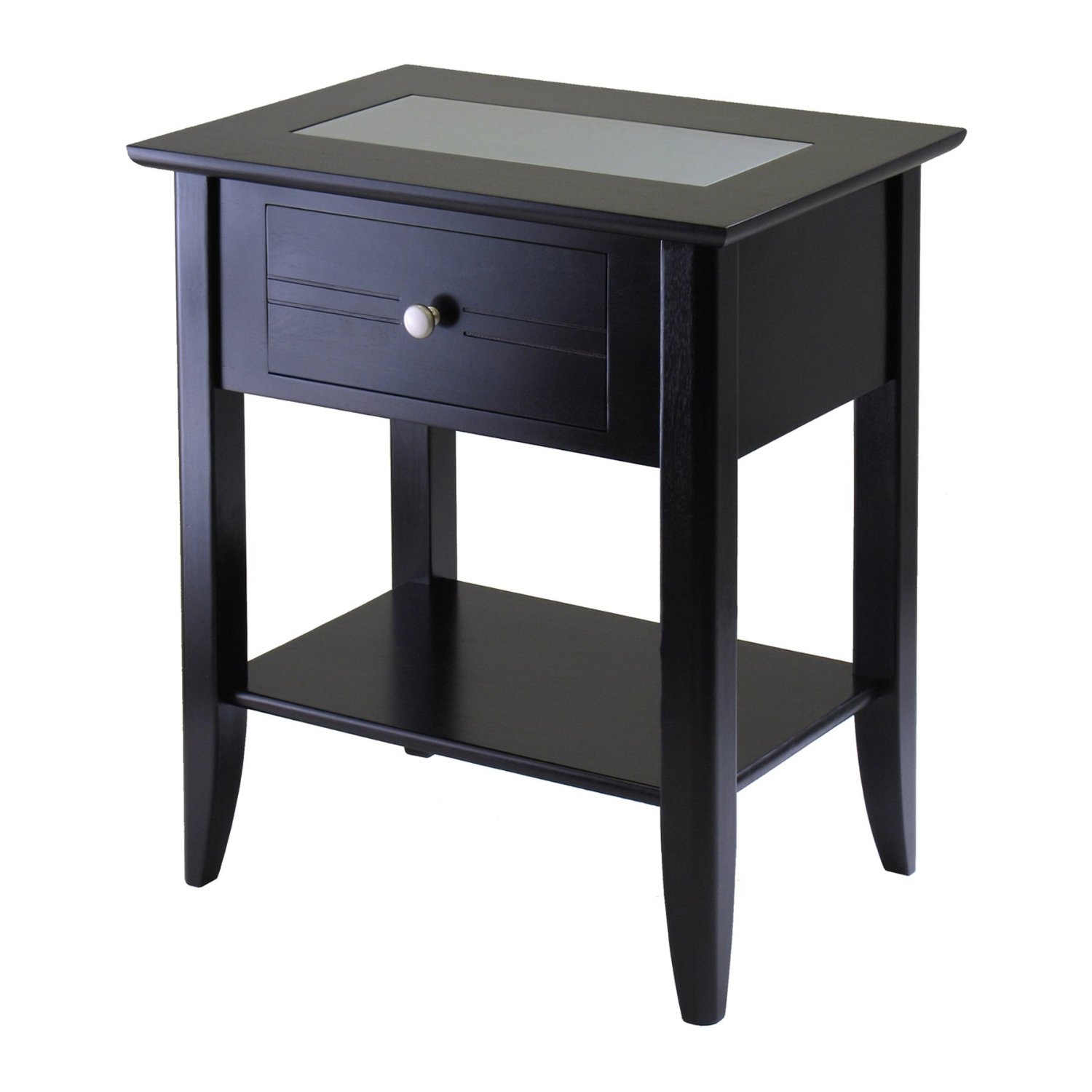 off crate barrel brown black lacquer table retro oak wood side with shelf stretcher and marilyn accent dog wash tub pier one imports dining room round glass metal end tables