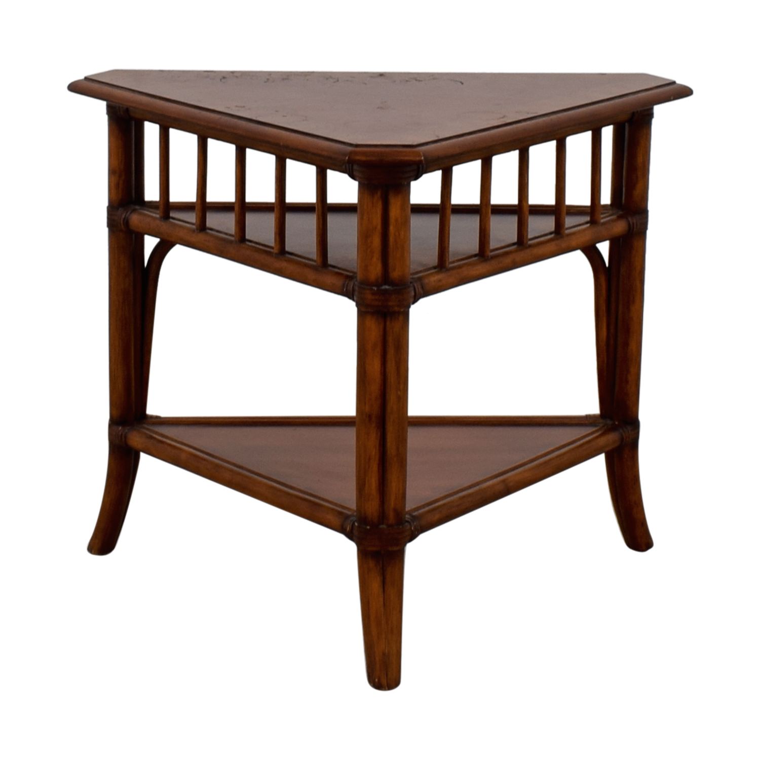 off ethan allen triangular corner lamp table stand rattan wood side triangle accent tables pottery barn wells chair dale tiffany pendant thin entrance ikea accessories vintage
