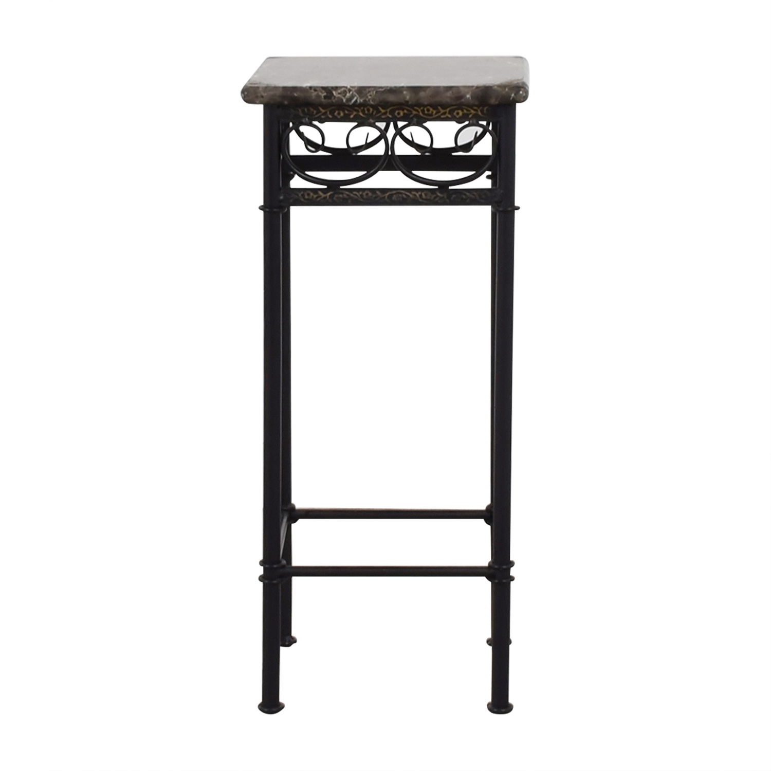 off faux marble with black metal base accent table tables patio depot kidney coffee hampton bay furniture website bengal manor mango wood twist small kitchen and chairs clear