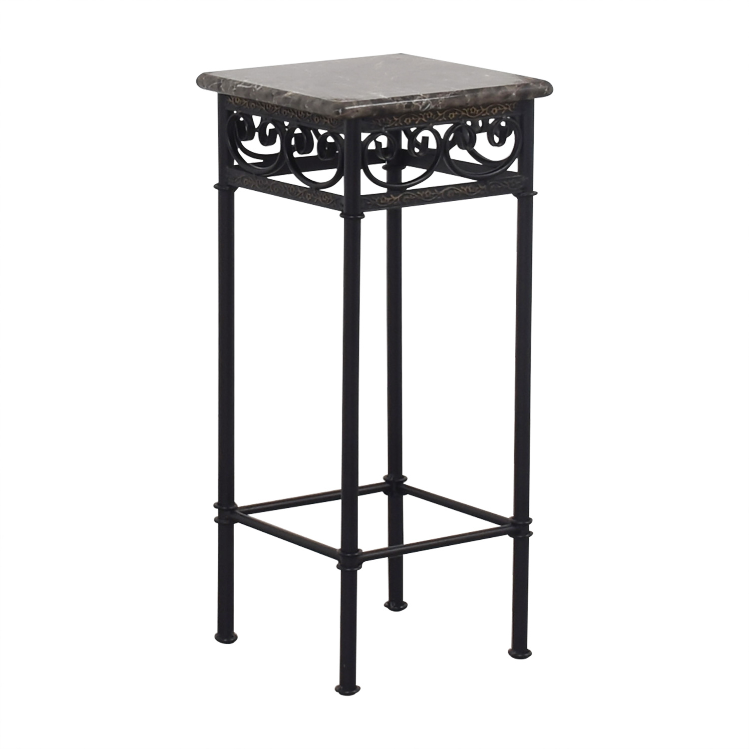 off faux marble with black metal base accent table tables second hand nesting console white elephant modern furniture brown patio side hampton bay website runner and placemats set