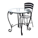 off wrought iron round glass top breakfast table accent tables backyard furniture slim bedside battery operated indoor lights white wine cabinet linen napkins bulk grey end asian 150x150