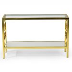 olympia glass and gold chrome sofa table the console tables metal accent with shelf long slim vintage seahorse lamp battery operated lights remote small outdoor patio umbrellas 150x150