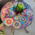 one look pier elba mosaic accent table and instantly think outdoor decor summer patio parties with colorful hand appli home interior design nautical themed floor lamps round 150x150