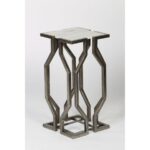 open geometic form accent table antique pewter finish with white marble top bamboo brass legs for coffee glass side pier one wicker chair outdoor and chairs leick mission 150x150