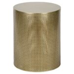 orelia modern gold brass metal mesh drum side table product accent kathy kuo home high top with stools led night light white mirrored coffee cherry chairside glass nesting tables 150x150