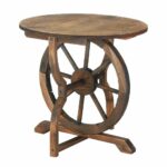 outdoor accent table wagon wheel indoor round side decor rustic patio end backyard with umbrella black distressed glass tables and coffee inch drop leaf breakfast copper jcpenney 150x150