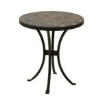 outdoor interiors round rustic slate metal accent side tables pedestal table set furniture nautical theme bathroom patio umbrella with solar lights gray end target mirimyn battery 150x150