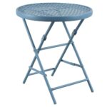 outdoor metal folding accent table blue room essentials lagoon patio turquoise opaque clear lucite desk farmhouse dining set tray side bar top height mosaic tile small teak high 150x150