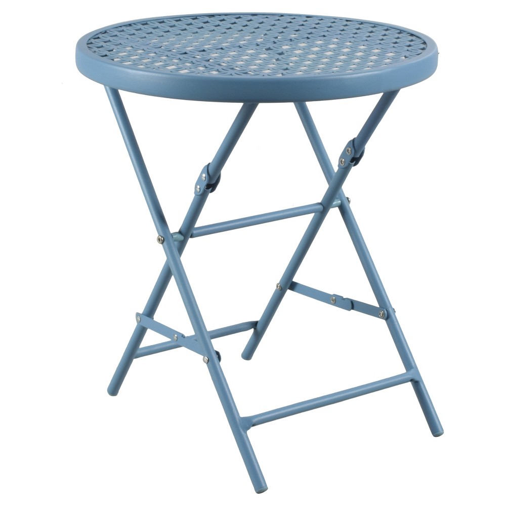 outdoor metal folding accent table blue room essentials lagoon turquoise opaque jcpenney bedroom furniture nautical porch lights battery powered bedside light cloth design high