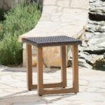 outdoor multi brown wicker side table with matching aluminum legs noble house furniture painted accent tables very thin console home office luxury living room nic and bench 150x150