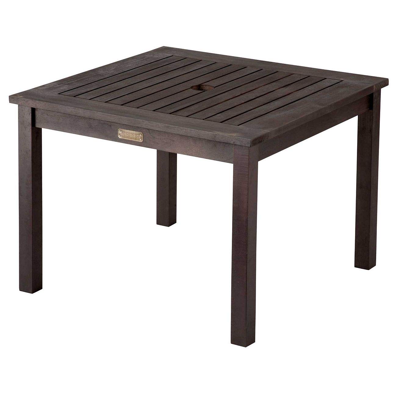 outdoor rustic espresso finish eucalyptus wood umbrella side table end patio pool furniture garden round concrete cream tablecloth simple console metal threshold cover pier