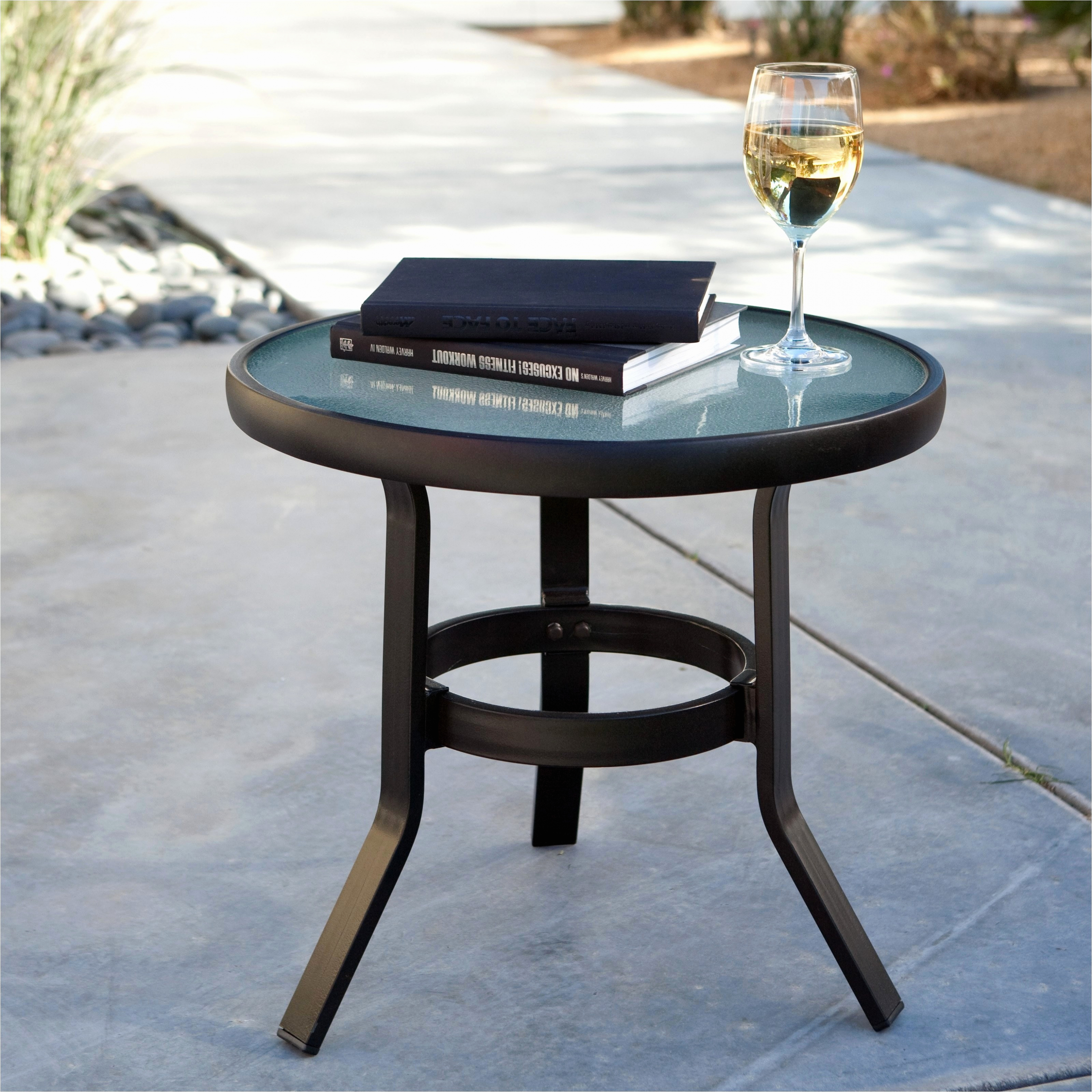 outdoor small metal garden side table awesome wicker patio with regard redoubtable your residence inspiration reviews red accent dining umbrella hole round silver coffee tray