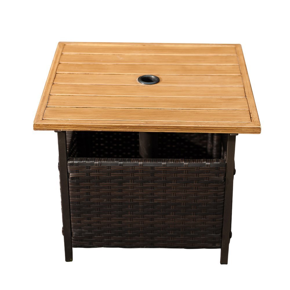 outdoor umbrella table find side with hole get quotations wicker stand garden patio tea coffee tray target bedside lamps kmart ethan allen round writing desk drawers adjustable