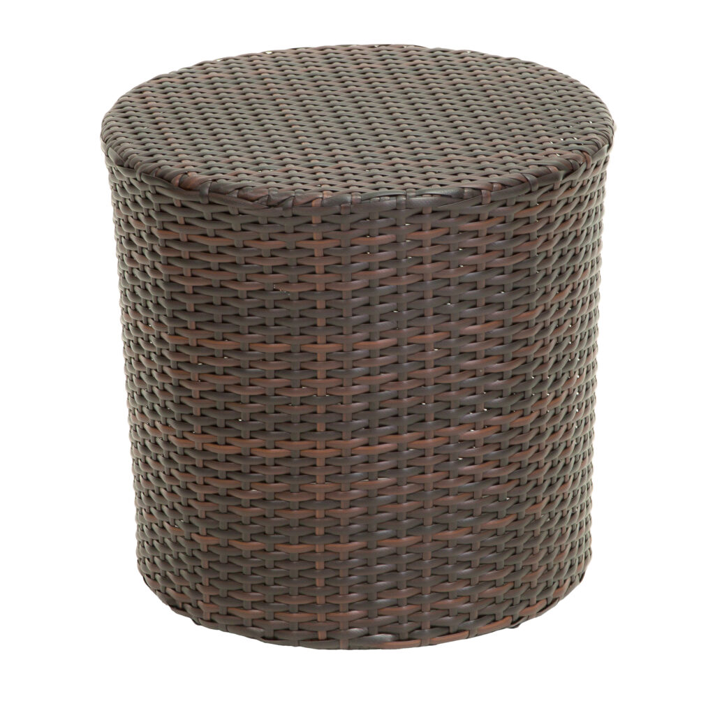 Outdoor Wicker Barrel Side Accent Table Brown Pottery Barn ...