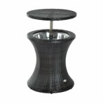 outsunny outdoor side table rattan patio ice with bucket and pub walnut brown furniture chairs british designers high accent kitchen curtains target white decorative storage 150x150