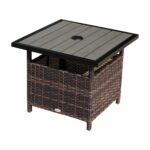 outsunny steel rattan wicker outdoor patio accent end table garden bedside design ideas with ice bucket astoria furniture nite stands dining set round for chest farm style sofa 150x150