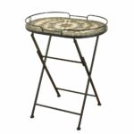 oval folding serving table with metal legs and mosaic stone inlay outdoor accent top nautical ornaments narrow sofas for small spaces bar stools bunnings rectangular marble dining 150x150