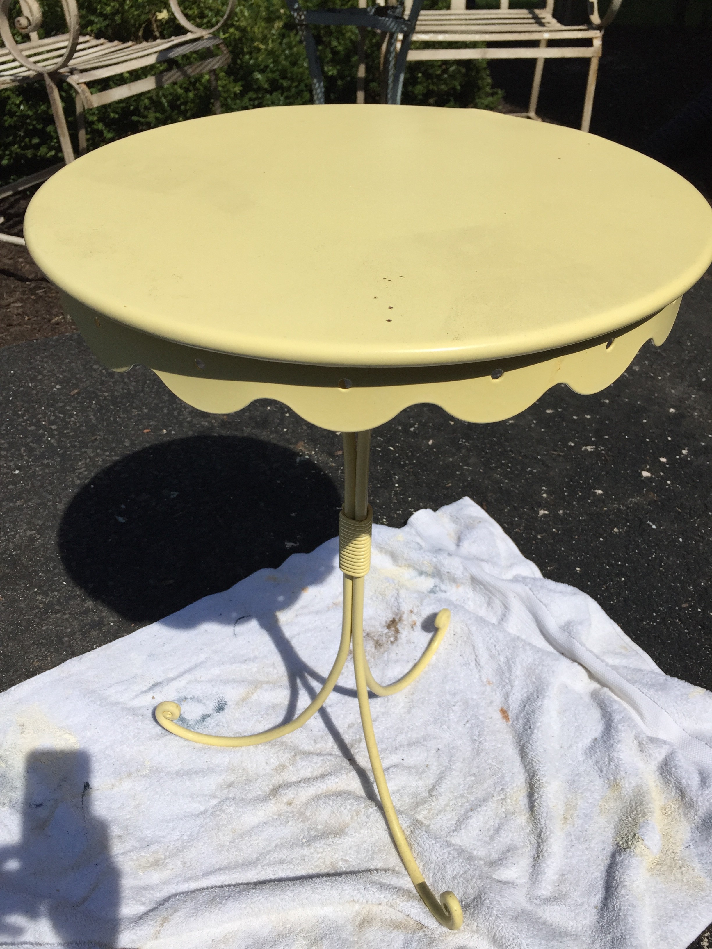 painting outdoor furniture img side table yellow offset umbrella small end tables target industrial cart coffee piece dining set elm hobby lobby sofa mosaic garden chairs grey
