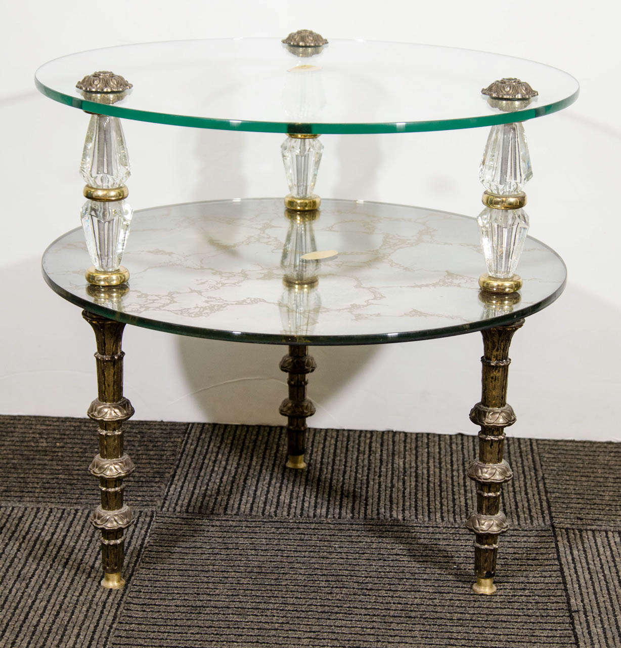 pair goran eglomise hollywood regency side tables antique gold faceted accent table with glass top vintage two tier and end produced large metal coffee kidney shaped pineapple