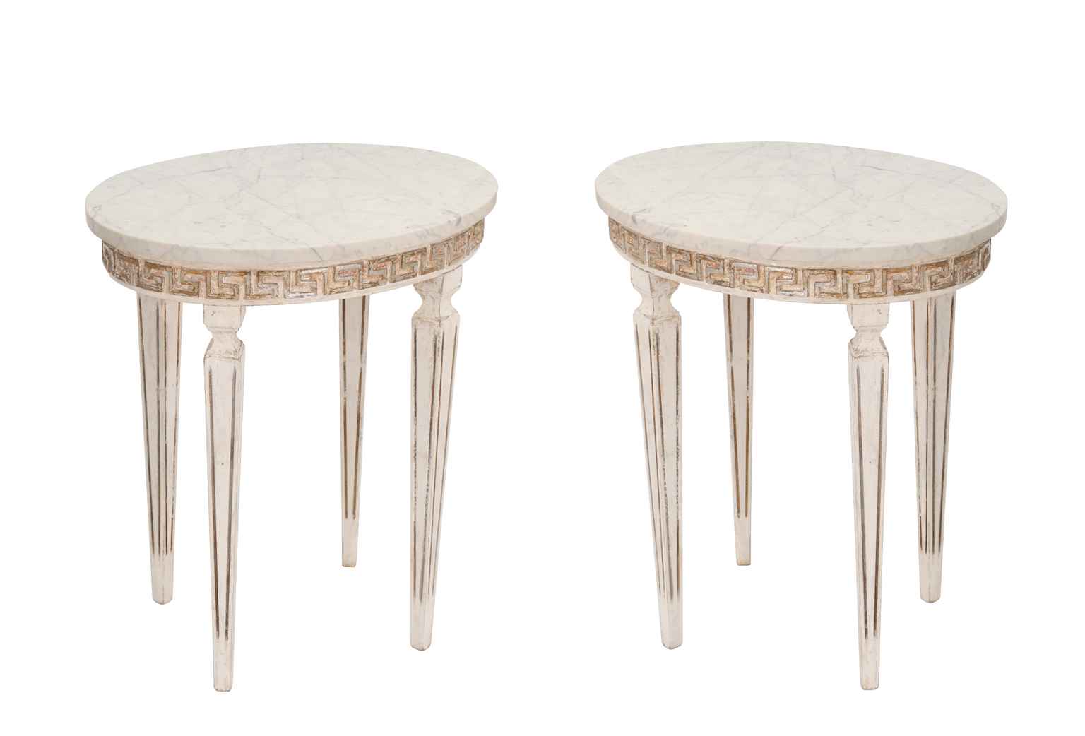 pair marble top italian accent tables with greek key apron table tiffany floor lamps tablecloth desk combo dale lamp bbq grill worldwide furniture outdoor stone side target throw