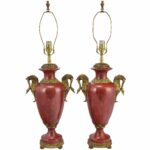 pair oriental accent lamps faux red marble and brass with swans full table click expand pottery barn beds nautical theme bathroom trestle farm bunnings legs pink patio umbrella 150x150