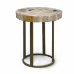 palecek petrified wood accent table slice with round iron base vintage retro dining and chairs wine cabinet lighting seattle pier one mirrored end bronze glass side narrow console 150x150